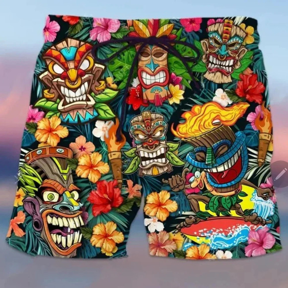 Hawalili floral tropical Hawaiian tiki kickit shorts small - Picture 1 of 5